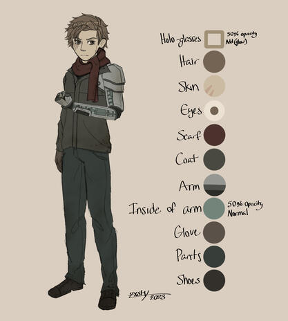 A character sheet for one of my OCs, Eli.