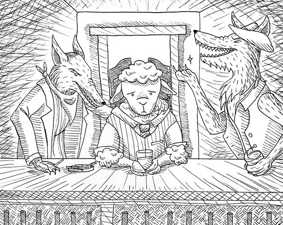 An illustration for school. Ink on paper.