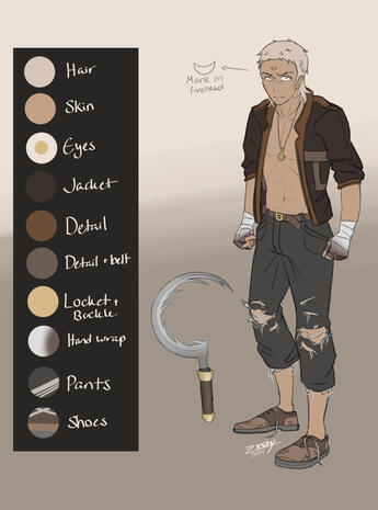 A character sheet of my OC, Tybalt.