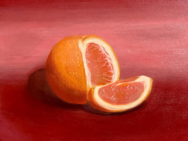 A still life painting for school. Acrylic on canvas paper.