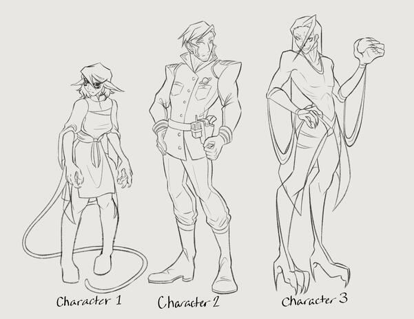 Three character designs made for character design class.