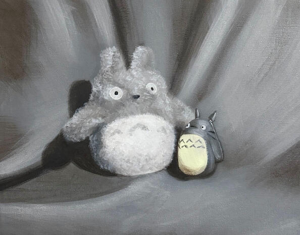 A still life painting for school. Acrylic on canvas paper.