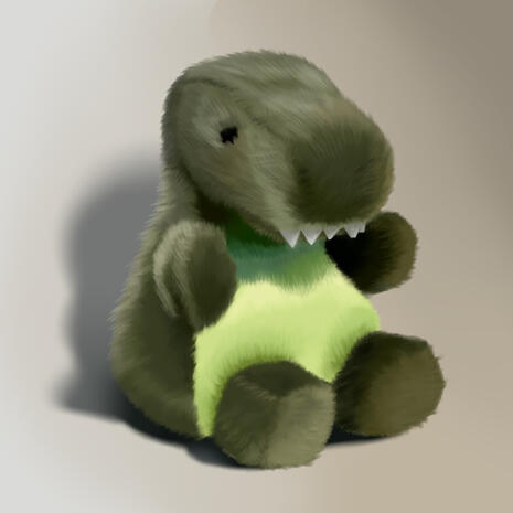 An illustration of a stuffed animal for school. Digital.