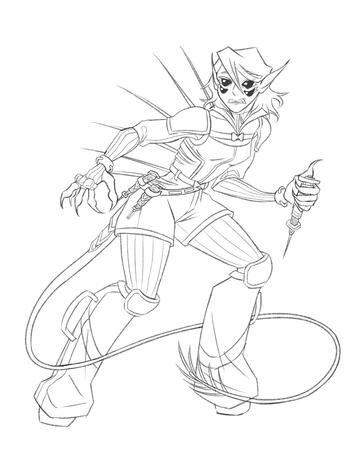 My character, Sevna, in an alternate outfit. Made for character design class.